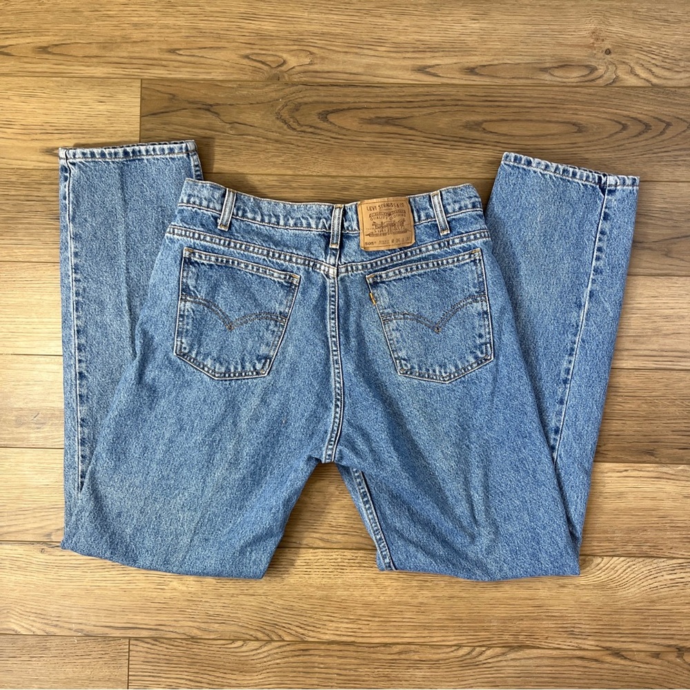 Levi's 505 Vintage 1996 Vintage Orange Tab Denim Straight Leg Jeans Size 36x32